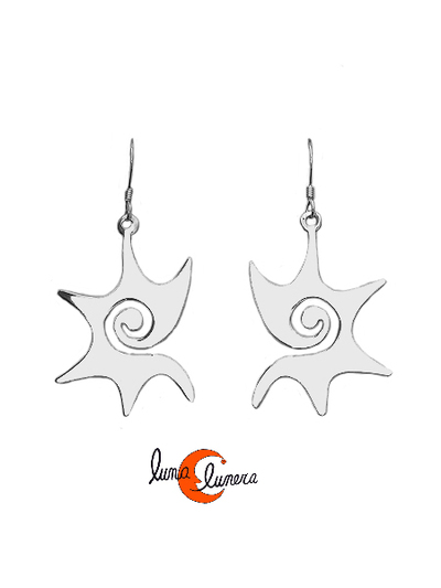 Pendientes de plata. Estrella con espiral.