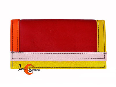Carteras de piel Soruka. Cartera monedero grande, roja.