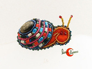 Broches de porcelana. Caracol verde
