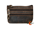 Monederos de piel Morgado, mediano rectangular cuatro cremalleras. Marrón oscuro.