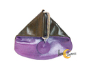 Monedero de piel francés, color morado y marrón.