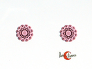 Silvereira, pendiente de botón de madera calada y palito de plata, color rosa palo.