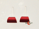 Oana Millet, joyas de aluminio. Pendiente mediano tubo horizontal con gancho largo, rojo oscuro o granate.