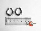 Aros de plata redondos gorditos con cierre de clip pequeños 041