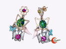 Colección Malagata. Bisutería de zamak con swarovsky, pendientes dos mariposas con murano verde.