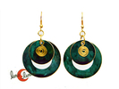 Pendientes de latón, grande verde.