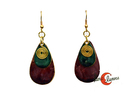 Pendientes de latón, gota pequeña marrón verde.