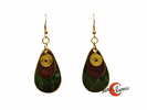 Pendientes de latón, gota pequeña verde marrón.