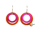 Oana Millet, joyas de aluminio. Pendiente mediano aro doble, naranja y rosa.