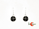 Azabache asturiano. Pendientes pequeños de plata círculo cuartos.