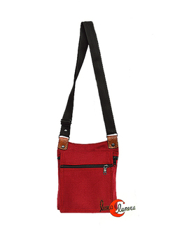 Bolsos y mochilas de tela, colección Vinicius.  Mini bolsito de paseo color guinda.