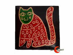 Shanti. Monedero cuadrado con solapa, gato negro.