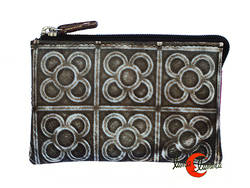 Monedero 20 de piel de colores Belmonte. Piel mate. Azulejo gris.