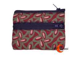 Monedero de tela pequeño con dos cremalleras trébol rojo.