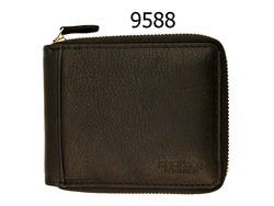 Morgado 9588, cartera de piel con cremallera alrededor. Negra