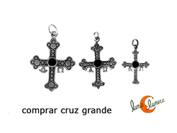 Azabache asturiano, cruz de la Victoria de plata y azabache. Grande