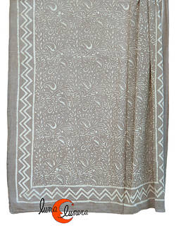 Pareo-fular de algodón beige cachemir.