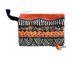 Monedero colores pequeño de tela con cremallera, África cenefas.
