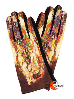 Guantes con imágenes de cuadros famosos, la Virgen de Klimt.