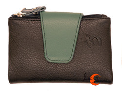 Cartera de piel Belmonte lisa pequeña 26 negra trabilla gris oscuro.