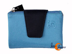 Cartera de piel Belmonte lisa pequeña 26 azul índigo trabilla azul marino.