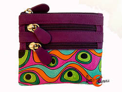 Carteras de piel de colores, monedero cuadrado grande con cuatro cremalleras, morado.