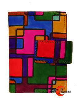 Carteras de piel pintada Belmonte 33 mediana, puzzle, verde.