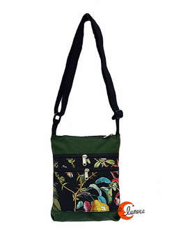 Bolsos de tela BRUO. Bolso bandolera pequeño plano verde naturaleza.