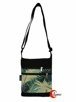 Bolsos de tela BRUO. Bolso bandolera pequeño plano negro con ramas.