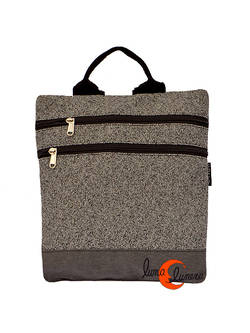 Mochilas de tela BRUO. Mochila pequeña reversible antirobo, gris lisa.