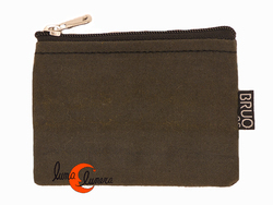 Monederos de tela Bruo.  Mini monedero pequeño con cremallera. Gris oscuro liso.
