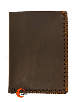 Cartera pequeña de piel (sueleta) hecha a mano SIN monedero, marrón oscuro.