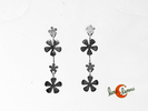 Pendiente de plata con cierre de tuerca, con forma de hilera de flores.