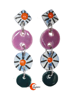 Pendientes de cerámica. cuatro piezas, verde sol.