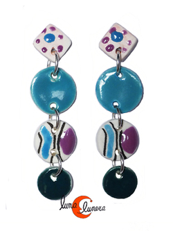 Pendientes de cerámica. cuatro piezas, verde colores.