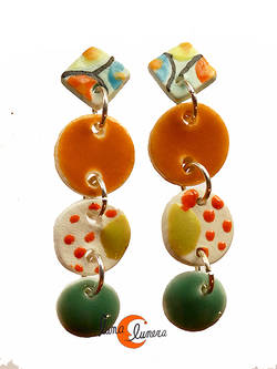 Pendientes de cerámica. cuatro piezas, verde agua colores.