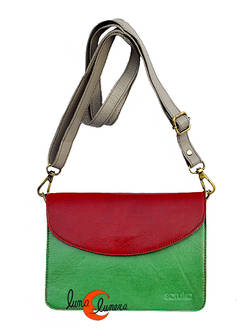 Soruka, bolsos de piel de colores. Bolso pequeño sencillo, verde y rojo.