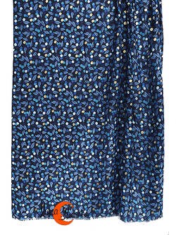 Pañuelo fular largo. Cerezas con puntitos dorados, azul.