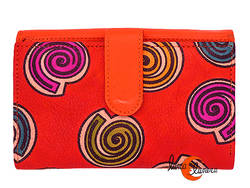 Cartera de piel suave Grescart. Mediana 092-S, roja y naranjo.