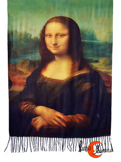 Bufanda REVERSIBLE, cuadros de pintores famosos. La Gioconda o Mona Lisa de Leonardo Da Vinci/Bailarinas de Degás.