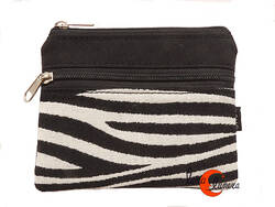 Monederos de tela Bruo.  Monedero grande de dos cremalleras. Cebra blanco y negro.