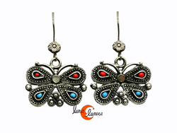 Pendientes de alpaca estilo antiguo, mariposa filigrana.