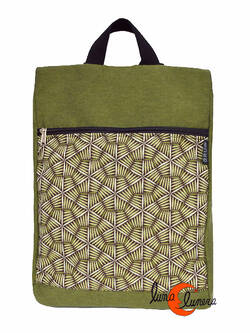 Mochilas de tela BRUO. Mochila grande mimbre verde.