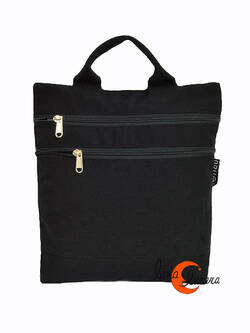 Mochilas de tela BRUO. Mochila pequeña reversible antirrobo, negra lisa.