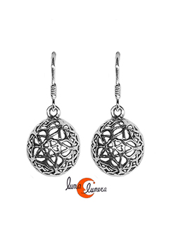 Pendientes de plata. Pendiente media bola plata calada.