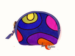 Monederos de piel Grescart. Monedero redondito pequeño, azul.