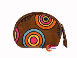 Monederos de piel Grescart. Monedero redondito pequeño, marrón.
