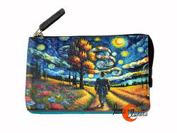 Monedero 20 de piel de colores Belmonte. Inspirado en  Van Gogh, caminante.