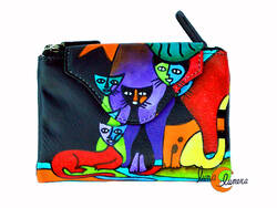 Carteras de piel Belmonte. Cartera pequeña 32. Gatos negra.