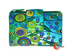 Cartera 34 de piel de colores Belmonte. Piruletas verde.